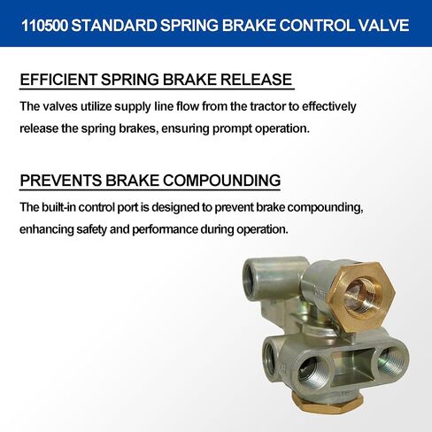 110500 Spring Brake Control Valve - Trailer Brake Priority with 3/8" Ports - Replaces Sealco 110500X, 170.110500, 065438, 51131 - Valve-Spring Brake Control for Truck Trailer Parking Stop in Kuwait
