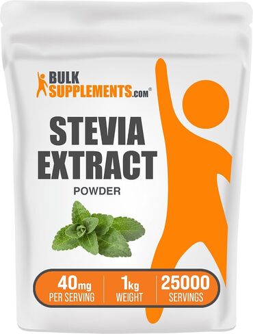 BulkSupplements.com Stevia Extract Powder - Stevia Sweetener, Pure Stevia Powder - Zero Calorie Sweetener, Gluten Free, 40mg per Serving, 250g (8.8 oz) (Pack of 1) in Kuwait