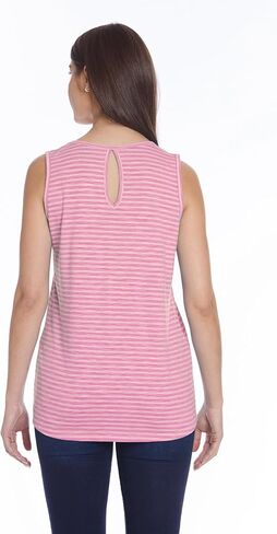 ZeroXposur Bayside Everyday Crew Neck Tank Tops for Women with Back Keyhole, Striped Tank Top for Women, High Neck Tank Top in Saudi Arabia