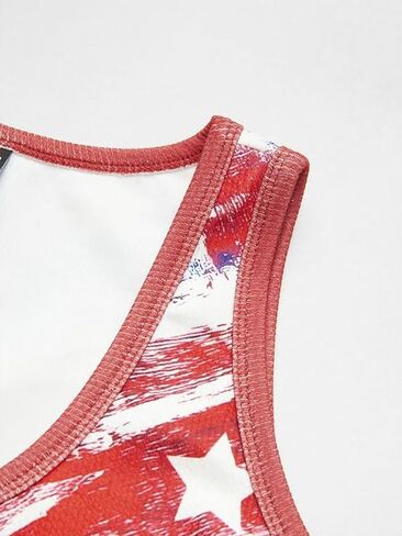 قمصان Flamingals النسائية برقبة على شكل V صيفية كاجوال بدون أكمام تحمل العلم الأمريكي، قمصان وطنية in Saudi Arabia