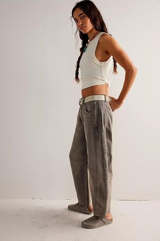 Barrel Jeans Women,Women Mid Rise Barrel Jeans Wide Leg Baggy Trendy Jeans Boyfriend Vintage Denim Pants with Pocket in Saudi Arabia