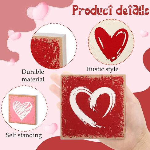 Qunclay 4 Pcs Valentine's Day Heart Tabletop Decor Reversible St. Patrick's Day Shamrock Wooden Sign Lucky Clover Table Centerpieces Irish Green Shamrock Tabletop for Home Party Holiday Tiered Tray in Kuwait