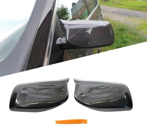Carbon Fiber Look M Style Side Wing Mirror Cover Caps Compatible with BMW 5 Series E60 E61 E63 E64 2003-2007 Pre-Lci in Kuwait