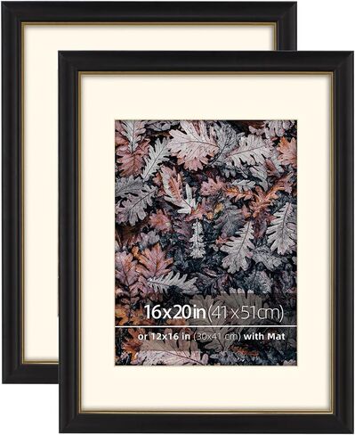 8x8 Black Vintage Neutral Picture Frame, Hand Painted Solid Wood Profile and Antique Metallic Gold Foil Border, Creamy Museum Archival Matted for 5x5, Gold Inner in Saudi Arabia