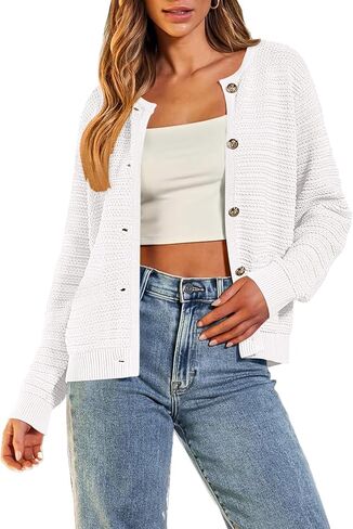 Women's Button Down Cardigan Sweater Causal Open Front Long Sleeve Crewneck Knit Outwear for Women in Kuwait