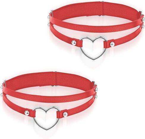 Thigh Garters for Women PU Simulated Leather Women's Elastic Garter Belt Red Heart Adjustable Leg Garter Halloween Christmas New Year Gift in Saudi Arabia