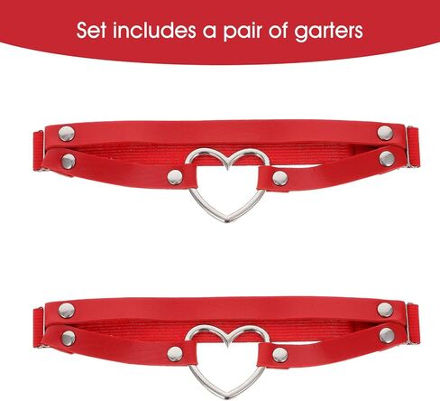 Thigh Garters for Women PU Simulated Leather Women's Elastic Garter Belt Red Heart Adjustable Leg Garter Halloween Christmas New Year Gift in Saudi Arabia