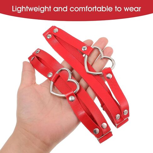Thigh Garters for Women PU Simulated Leather Women's Elastic Garter Belt Red Heart Adjustable Leg Garter Halloween Christmas New Year Gift in Saudi Arabia