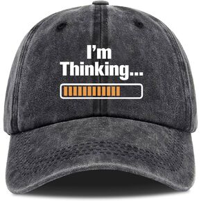 I'm Thinking...,Funny Baseball Cap,Funny Trucker Hat,Funny Hats,Vintage Caps,Funny Vintage Cotton Washed Baseball Caps,One Size Black