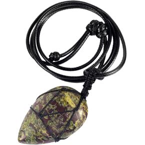 Nupuyai Bullet Teardrop Stone Pendant for Women Men, Lucky Healing Crystal Point Adjustable Necklace 18" - 29"