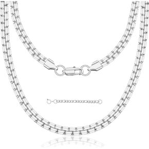 3/4/5/6/7mm Trendy Square Rolo Necklace Chains for Men and Women Non-tarnish 316L Top Grade Stainless Steel Necklace Chain - 16/18/20/22/24/26/30/36 Inch Plus 2" Adjustable Chain