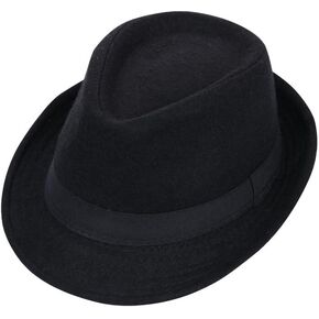 Unisex Classic 20s Trilby Fedora-Hat Casual Manhattan Short-Brim Structured Gangster Panama Felt Jazz Cap