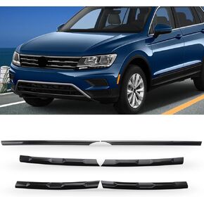 MotorFansClub 6Pcs Front Grille Cover Molding Trim Fit for Volkswagen VW Tiguan 2017 2018 2019 2020 2021, Black