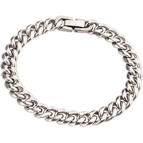 Stainless Steel Cuban Chain Bracelet for Men with Watch Buckle
