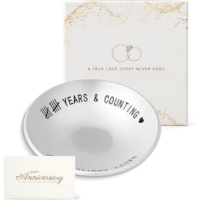 Iron Gifts for 6th Anniversary for Him Her - 6th Anniverdary Jewelry Tray, Iron Ring Holder Dish&Gift Box, 6 Year Anniversary Wedding Gifts Decor for Couples Wife, 4"