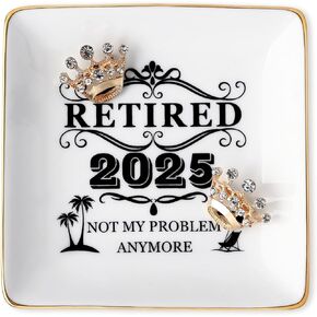 Retirement Gifts for Women 2025 Ceramic Ring Dish Trinket Jewelry Tray for Women Mom Boss Coworkers, Teachers, Nurse, Friends, Wife, Sister