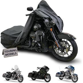 Motorcycle Cover for Touring Models Harley Davidson Road King, Road Glide, Street Glide, Electra Glide, Heritage Classic, Low Rider, and Most Motorcycles - Waterproof Motorcycle Cover Outdoor Storage