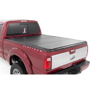 Rough Country Hard Tri-Fold Flip Up Truck Bed Tonneau Cover for Ford F-250/F-350 Super Duty (1999-2016) - Fits 6'10 (81.0-82.4") Bed