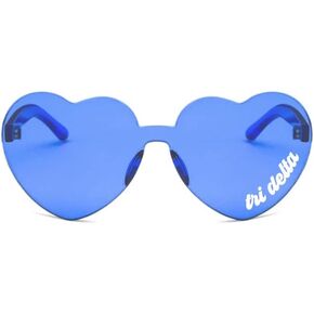Sorority Shop Delta Delta Delta Sunglasses — Heart Shaped Sunglasses printed with DDD Logo, Greek Sorority Sunglass for Big Little Sorority Gifts