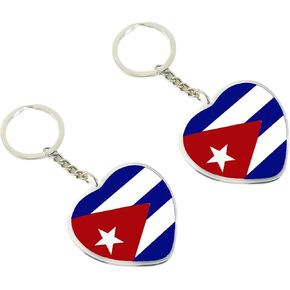 JAVD Cuba Flag Keychain Cuban Key Ring- 2 Pack