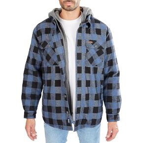 Smith's Workwear Big Men's Sherpa-Lined Hooded Flannel Shirt Jacket