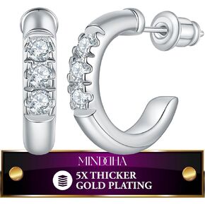 Gold Plated CZ Huggie Hoop Earrings for Women | 925 Sterling Silver Post Hypoallergenic Diamond Huggie Earrings | Dainty Gold Huggie Earrings for Women | Trendy Non-Tarnish Jewelry - 14K/18K Gold Plated