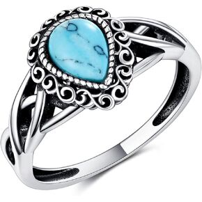 Celtic Knot Rings 925 Sterling Silver Turquoise Rings Jewelry Present for Women