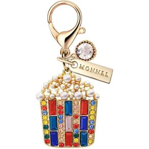 MC397 Crystal Popcorn Lobster Clasp Charm for Women with Velvet Bag (Rainbow,1 Piece)