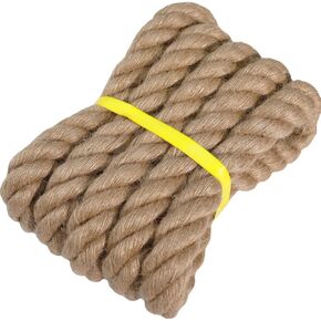 Twisted Manila Rope Natural Jute Rope (2 Inch x 25 Feet) Heavy Duty Hemp Rope for Docks, Railings, Climbing, Landscaping, Decorating