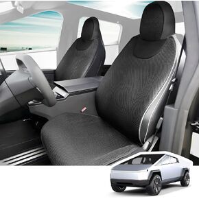 2PC Tesla Cybertruck Front Seat Covers Custom, Breathable Linen Seat Cover,Non-Slip Seat Cushionfor Tesla Cybertruck 2024-2025 (Black)