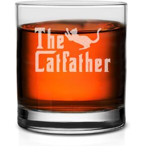 Veracco The Catfather Whiskey Glass Funny Gifts Fathers Day Birthday Gifts For New Dad Daddy Stepdad Cat Memorial