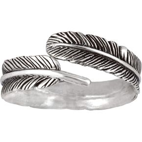 Silverly Sterling Silver Feather Ring - Leaf 925 Silver Rings for Women - Adjustable Wrap Band Promise Band - Wraparound Sterling Silver Thumb Rings for Women