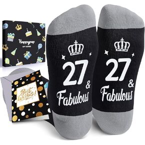 HAPPYPOP 27th Birthday Gifts Socks Ideas - Gifts for 27 Year Old Woman Man Best Gifts for 27 Year Old Male Female With Greeting Card