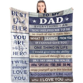 Punofell Gifts for Dad, Valentine Dad Gift, Birthday Gift for Dad, Dad Gifts from Daughter/Son, Best Dad Ever Gifts, Gift for Dad Who Wants Nothing, Gifts for Elderly Dad Blanket 50" x 60"