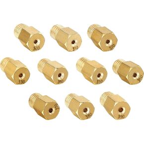 10pcs Hex Style Main Kei-hin Jets Replacement for MIKUNI VM/TM/TMX Carburetor 300 310 320 330 340 350 360 370 380 390 Brass Jet Kit (300-390)