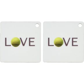 3dRose Love text with green tennis ball for O. Sport player playing hobby - Key Chains, 2.25 x 4.5 inches, set of 2 (kc_180488_1)