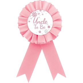 Snowflakes Uncle To Be Tinplate Badge Pin, Pink Rosette Snow Best Uncle Ever Button Pin, Winter Snow Baby Shower Button Pin for Men, Winter Snow Brooch Buttons for Gender Reveal/Welcome Baby Party to Wear