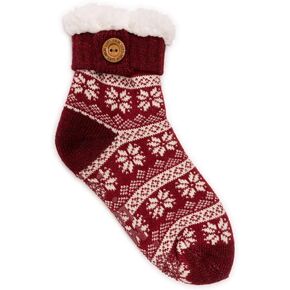 MUK LUKS Women's Fold Over Button Tab Cabin Sock