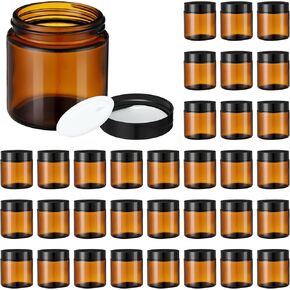 50 Pcs 2 oz Clear Glass Jars with Black Lids Leakproof Round Airtight Jars Empty Cosmetic Jars with Inner Liners Lid for Candle Making Storing Lotions Spice Powder Liquid Sample Makeup (Black,clear)