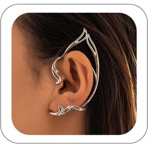 Gothic Elf Ear Cuffs 2Pcs Non-Pierced Cat Ear Wrap Hollow Cartilage Climber Earrings for Cosplay Party Cartilage Climber Ear Accessories for Women (Gold)