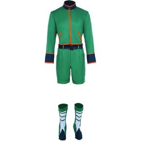 DUNHAO COS Men's Cosplay Gon Freecss Outfit Green Uniforms Full Set Costume