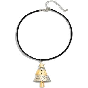 Christmas Necklace for Women Christmas Tree Star Pendant Necklace Xmas Tree Necklace Jewelry for Festival New Year Party