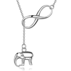 Elephant Gifts for Women, 925 Sterling Silver Infinity Elephant Pendant Necklace Jewelry For Women