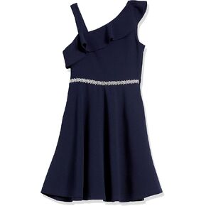 Speechless Girls' Ruffled One Shoulder Fit and Flare Sleeveless Dress