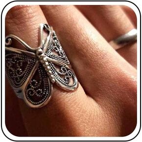 Vintage Butterfly Wrap Rings Gold Metal Butterfly Rings Adjustable Butterfly Finger Rings Adjustable Butterfly Knuckle Ring Hand Jewelry for Women