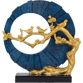 Bird Statue Sculptures Decorative Objects Above Cabinet Decor Kitchen Elegant Home Decorations Decor Items for Living Room Tv Stand Shelf Decor Accents (Blue)