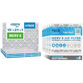 Aerostar 20x30x1 MERV 8 Pleated Air Filter, AC Furnace Air Filter, 4 Pack (Actual Size: 19 3/4" x 29 3/4" x 3/4"), White