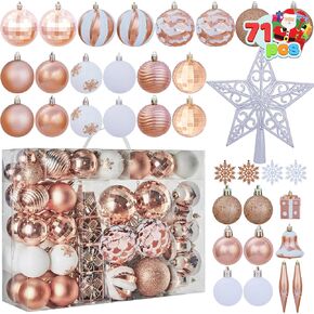 Joiedomi 71 Pcs Shatterproof Christmas Ornaments with Star Tree Topper for Holidays, Party Decoration, Events (Blue&White)