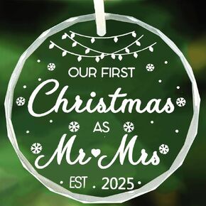 Wedding Gifts Hanging Ornament, Wedding Gifts for Couples 2025, Wedding Gifts for Bride, Bridal Shower Gifts - First Christmas Married Ornamen(Engagement)