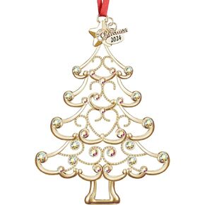 Christmas Ornaments 2024 Decorations for Christmas Tree, Metal Hanging Rhinestones Christmas Tree Decorations Indoor, Glitter Crafts Xmas Decors Annual Keepsake Gifts for Family Friends Holidays Home